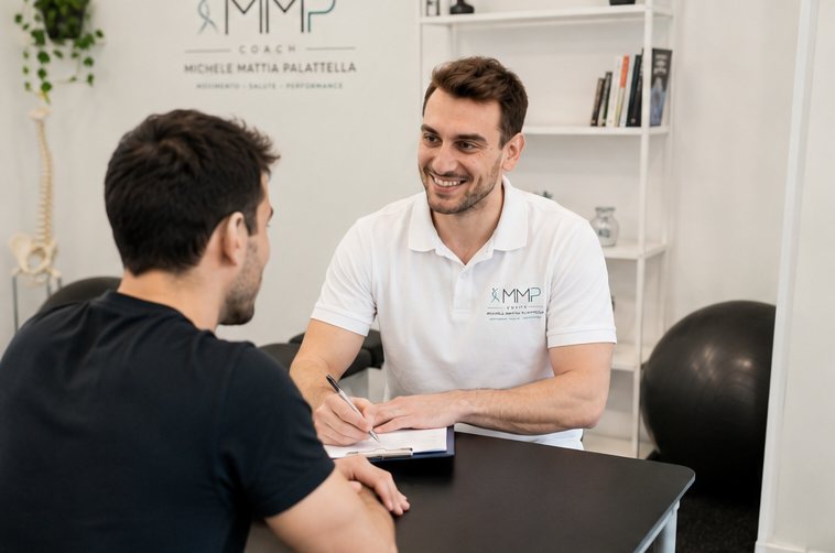 Michele Mattia Palattella durante un colloquio di anamnesi con un cliente